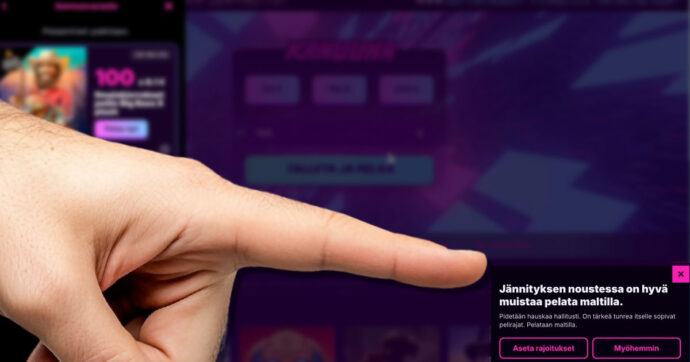 Pelirajojen asettaminen talletuksen jälkeen